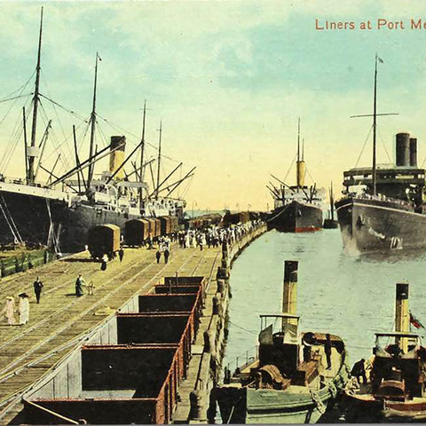 1910s Australia Liners at Port Melbourne Pier Postcard