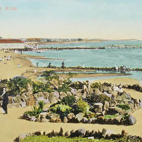 1910s Australia Melbourne the Beach St. Kilda Postcard Antique