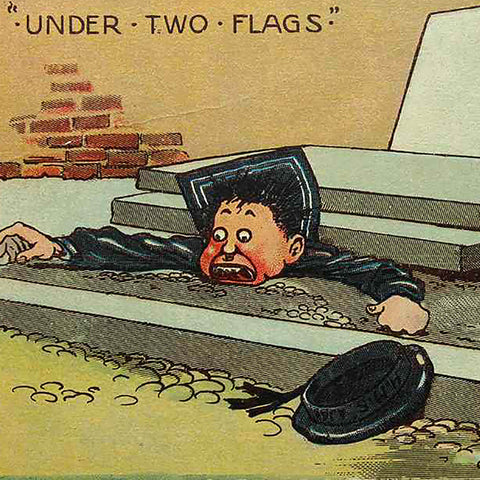 1911’s Antique Comic Postcard “Under two flags”