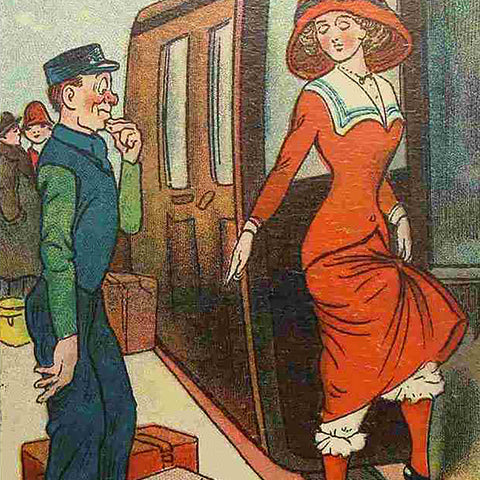 1912 Antique Comic Postcard “Porter Just keep an eye on my bags”