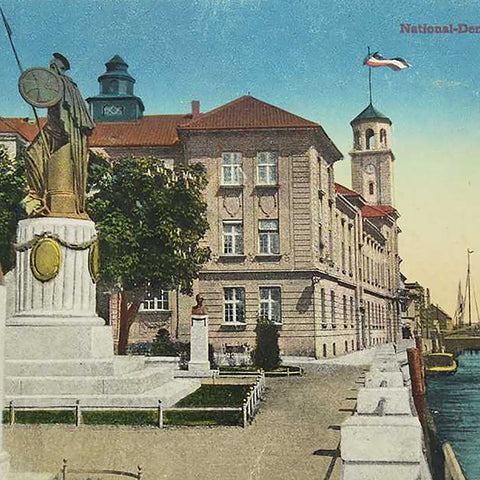 1914 Antique Postcard Memel National –Denkmal mit Borse Prussia Germany Lithuania