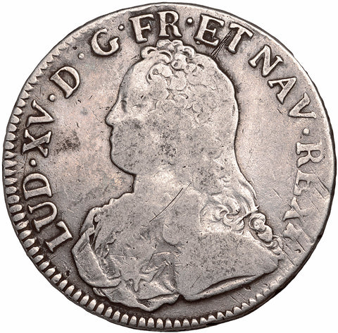 1727 M Ecu France Louis XV Silver Coin Toulouse Mint