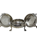 1742 - 1764 Antique George II Era Set Three Sterling Silver Salts Pots Silversmiths IS&AN London Hallmarks
