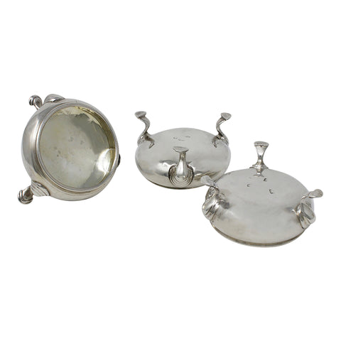 1760 Antique George II Era Set Three Sterling Silver Salts Pots Silversmiths Dorothy Mills & Thomas Sarbitt London Hallmarks