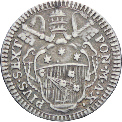 1775 - 1799 Italy Papal States Grosso Pius VI Coin Silver