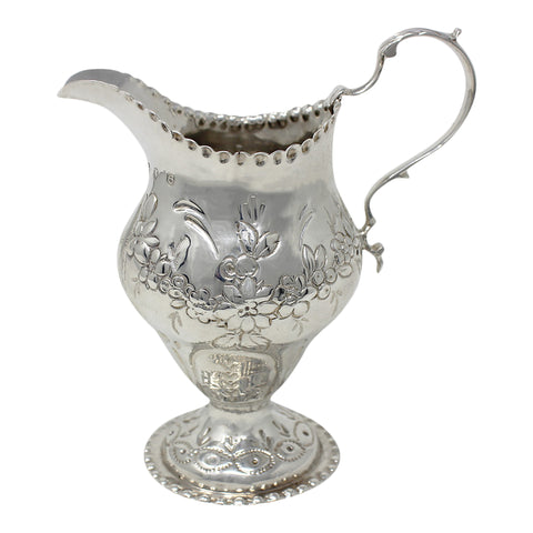 1780 Antique George III Era Sterling Silver Cream Jug Silversmith Charles Chesterman II London Hallmarks