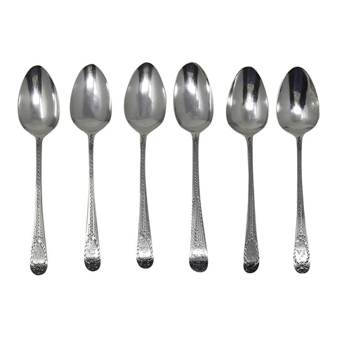1787 Antique George III Era Set Six Sterling Silver Tea Spoons Silversmith Charles Hougham London Hallmarks