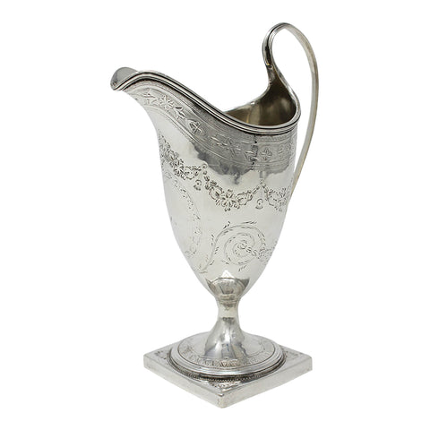 1790 Antique George III Era Large Sterling Silver Cream Jug Silversmith John Delmester London Hallmarks