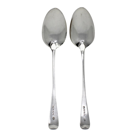 1802 Antique George III Era Large Pair Solid Silver Berry Serving Spoons with Case Silversmith George Wintle London Hallmarks