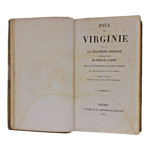 1846 Antique Book Paul et Virginie - La chaumière indienne  J.H. Bernardin de Saint Pierre Sixth edition