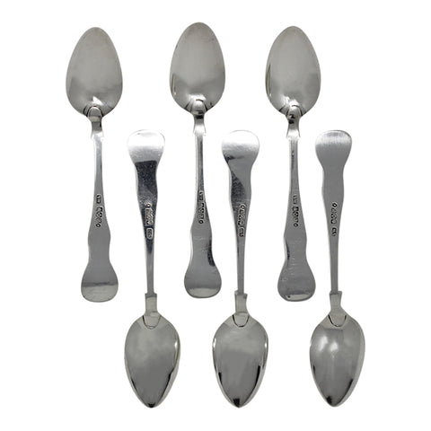 1850 Antique Victorian Era Kings Pattern Sterling Silver Set Six Tea Spoons Silversmith Samuel Weir Edinburgh Hallmarks