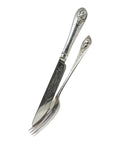 1865 Antique Victorian Era Sterling Silver Cutlery Set Fork and Knife Silversmith Richard Martin & Ebenezer Hall Sheffield Hallmarks