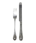 1865 Antique Victorian Era Sterling Silver Cutlery Set Fork and Knife Silversmith Richard Martin & Ebenezer Hall Sheffield Hallmarks