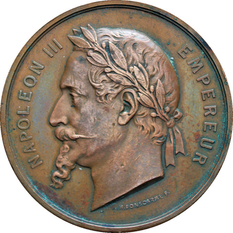 1867 France Napoleon III Large Universal Exhibition Medal by Hubert Ponscarme