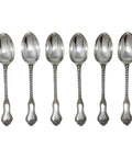 1870 Antique Victorian Era Sterling Silver Set Six Dessert Spoons London Hallmarks George Aldwinckle Maker