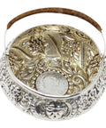 1885 Antique Victorian Era Sterling Silver Basket inset with a William III 1697 Half Crown Silversmith Rosenthal, Jacob & Co (Julius (Judah) Rosenthal & Samuel Jacob) London Hallmarks