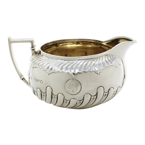 1886 Antique Victorian Era Sterling Silver Tea Set, Tea pot, Sugar Bowl, Milk Jug Silversmiths Martin, Hall & Co (Richard Martin & Ebenezer Hall) London Hallmarks