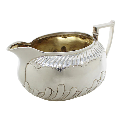 1886 Antique Victorian Era Sterling Silver Tea Set, Tea pot, Sugar Bowl, Milk Jug Silversmiths Martin, Hall & Co (Richard Martin & Ebenezer Hall) London Hallmarks