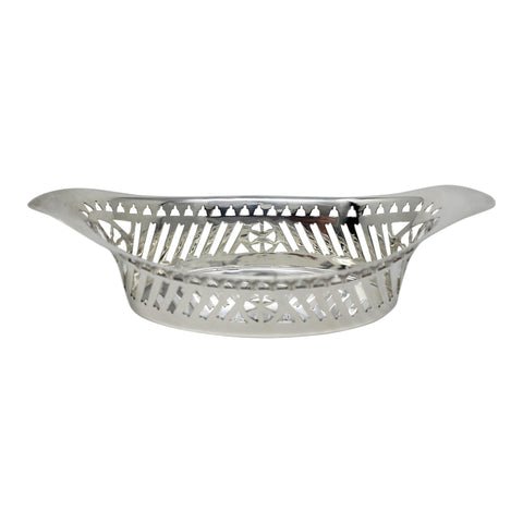 1895 Antique Victorian Era Sterling Silver Pierced Bon Bon Dish Atkin Brothers Sheffield Hallmarks