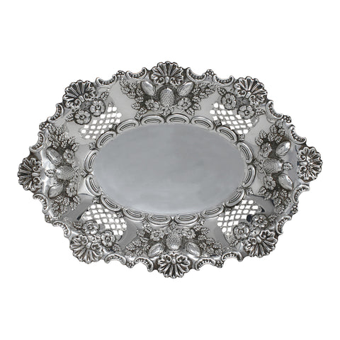 1897 Antique Victorian Era Large Sterling Silver Pierced Dish Silversmiths Ellis & Co Birmingham Hallmarks
