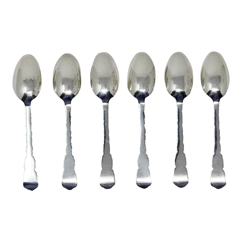 1897 Antique Victorian Era Set Six Tea Spoons with original Case Maker George Jackson & David Fullerton London Hallmarks