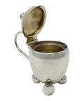 1898 Antique Victorian Era Sterling Silver Egg-Shaped Mustard Pot with Clear Glass Liner Silversmiths Hilliard & Thomason Chester Hallmarks