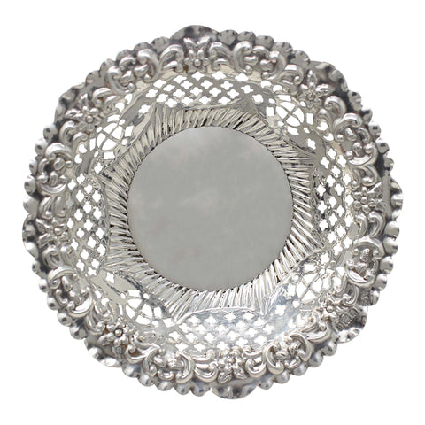 1898 Antique Victorian Era Sterling Silver Pierced Dish Silversmith Robert James Chaplin & Sons London Hallmarks