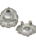 1899 Antique Victorian Era Pair Sterling Silver Pierced Dishes Silversmiths Elkington & Co Ltd Sheffield Hallmarks