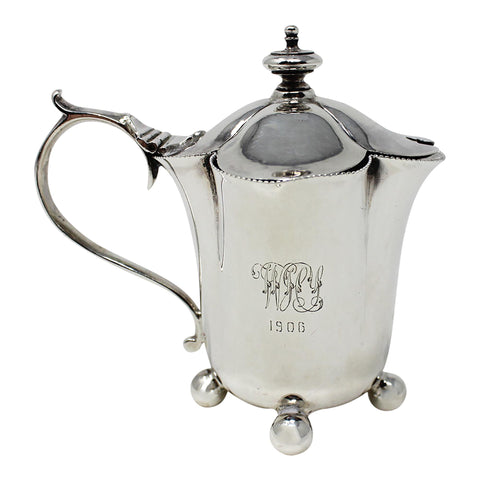 1899 Antique Victorian Era Sterling Silver Mustard Pot with clear glass liner Silversmiths Horace Woodward & Co Ltd London Hallmarks