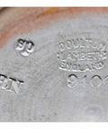1900 Antique Victorian Era Pottery Doulton Lambeth harvest ware Barrel Shaped Tobacco Jar Smoking Scene Ceramic Sterling Silver Topped Rim London Hallmarks