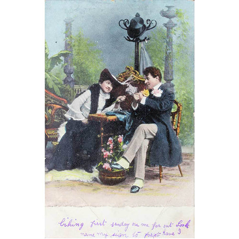 1905s Edwardian Era Romantic Love Postcard King Edward VII One Penny Stamp