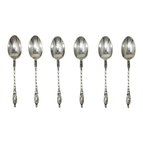 1906 Set Six Silver Coffee Spoons Walker & Hall Sheffield Hallmarks Apostle