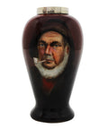 1908 Antique Edwardian Era Maker J H Worrall, Son & Co Ltd Sterling Silver Topped London Hallmarks Porcelain Posy Vase Fisherman with Pipe