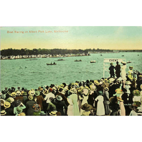 1910’s Australia Melbourne Boat Racing on Albert Park Lake Postcard