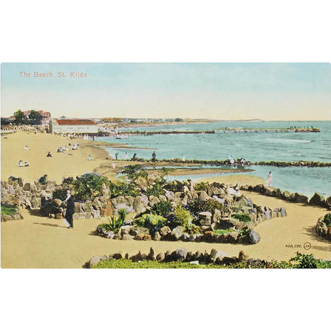 1910s Australia Melbourne the Beach St. Kilda Postcard Antique