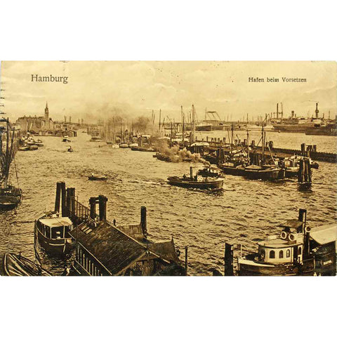 1910s Germany Hamburg Hafen beim Vorsetzen Postcard