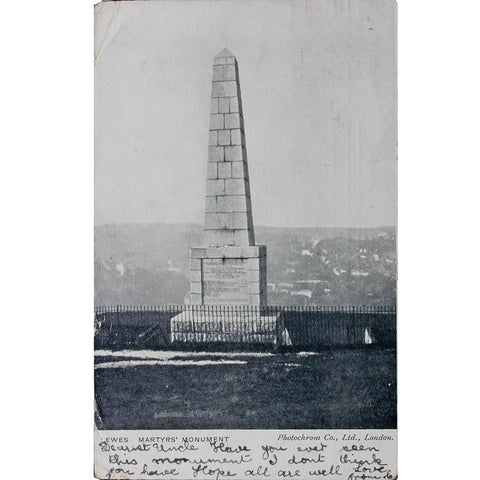 1910s United Kingdom Lewes Martyr’s Monument Postcard