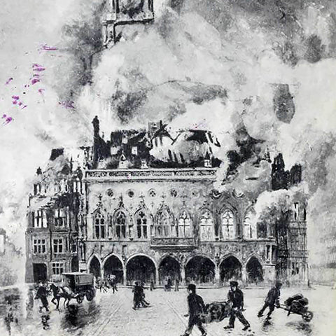1910s France L’Hotel de Ville the Town Hall the Belfrey burnt down by the Gemans Postcard