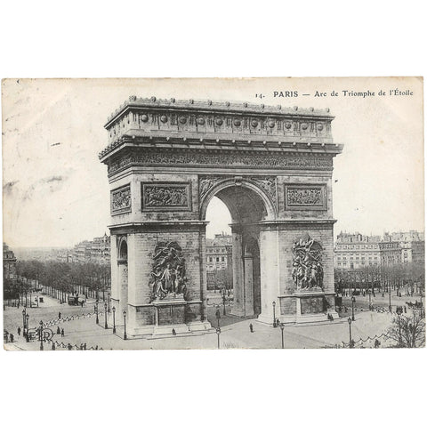 1911 Arc de Triomphe de l'Étoile Paris France Antique Postcard