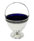 1913 Antique George V Era Sterling Silver Sugar Basket with Blue Glass Liner Silversmith Martin Hall & Co Ltd Sheffield Hallmarks