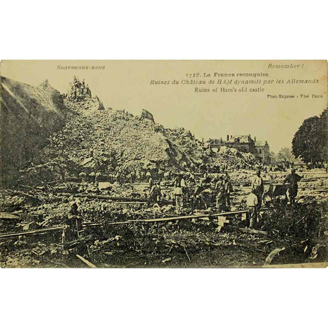 1917s France Ruins of Ham’s old castle Postcard