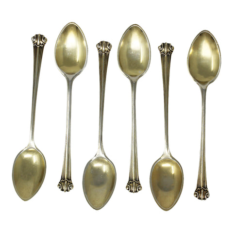 1918 Antique George V Era Sterling Silver Set Six Tea Spoons Original Case Silversmith Henry James Hulbert London Hallmarks