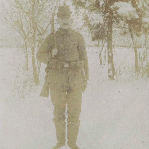 1918 World War I Winter Military Germany Soldier Photo WW1 Postcard