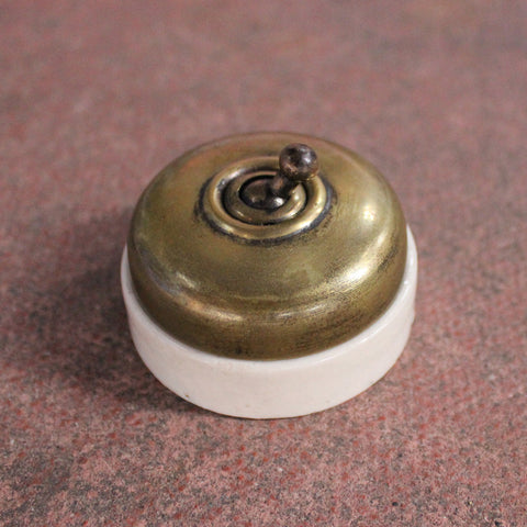 1920’s British Efesca Vintage Ceramic Brass Dolly Light Switch