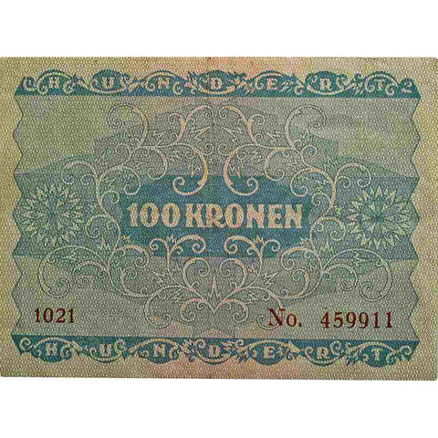 1922 First Issue January 2 Austria 100 Kronen  banknote