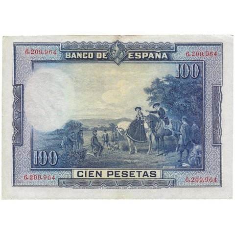 1928 100 Pesetas Spain Banknote Portrait of Miguel de Cervante
