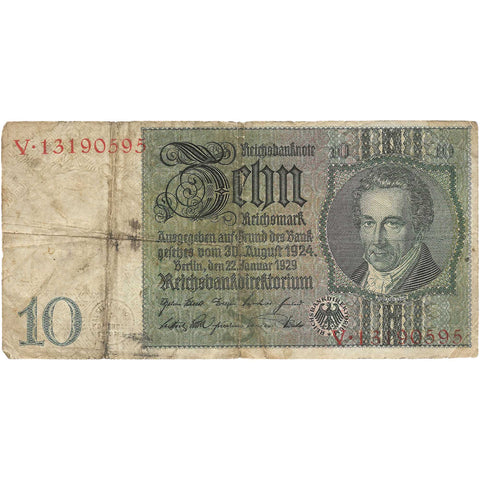 1929 Germany Banknote 10 Reichsmark Collectible Paper Money