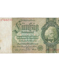 1933 50 Reichsmark Germany Banknote Portrait of David Hansemann