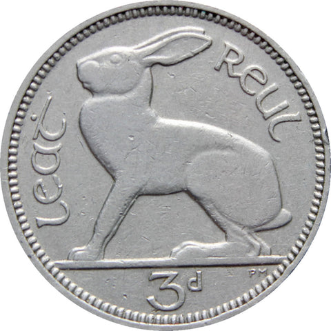 1934 Ireland 3 Pingin ½ Reul Coin