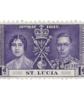 1937 1d Saint Lucia Stamp King George VI and Queen Elizabeth